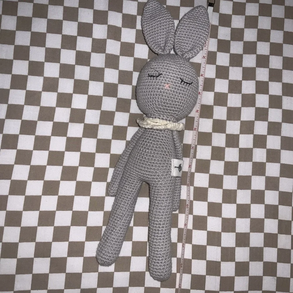 Crochet Bunny Rabbit Plush Rattle Baby Stuffed Animal‎ Toy Nursery Mali Wear